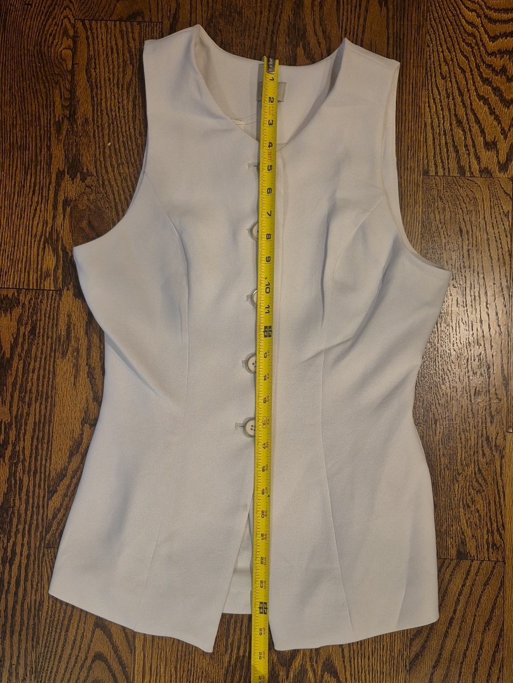 Cream Button-Front Tailored Sleeveless Vest - Picture 5 of 7